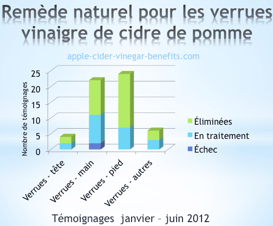 Représentation graphique du succès du remede naturel pour les verrues avec le vinaigre de cidre de pomme
